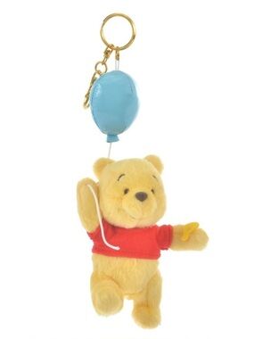 BNWT Disneyland Hong Kong Winnie the Pooh Plush Keychain with Blue Balloon